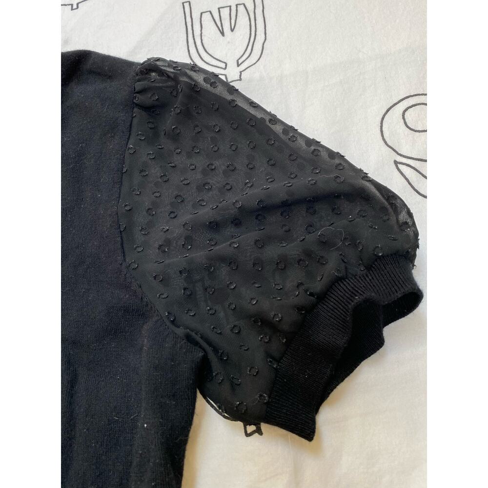 Adrianna Papell Black Polka Dot Sleeve Sweater - Picture 2 of 5